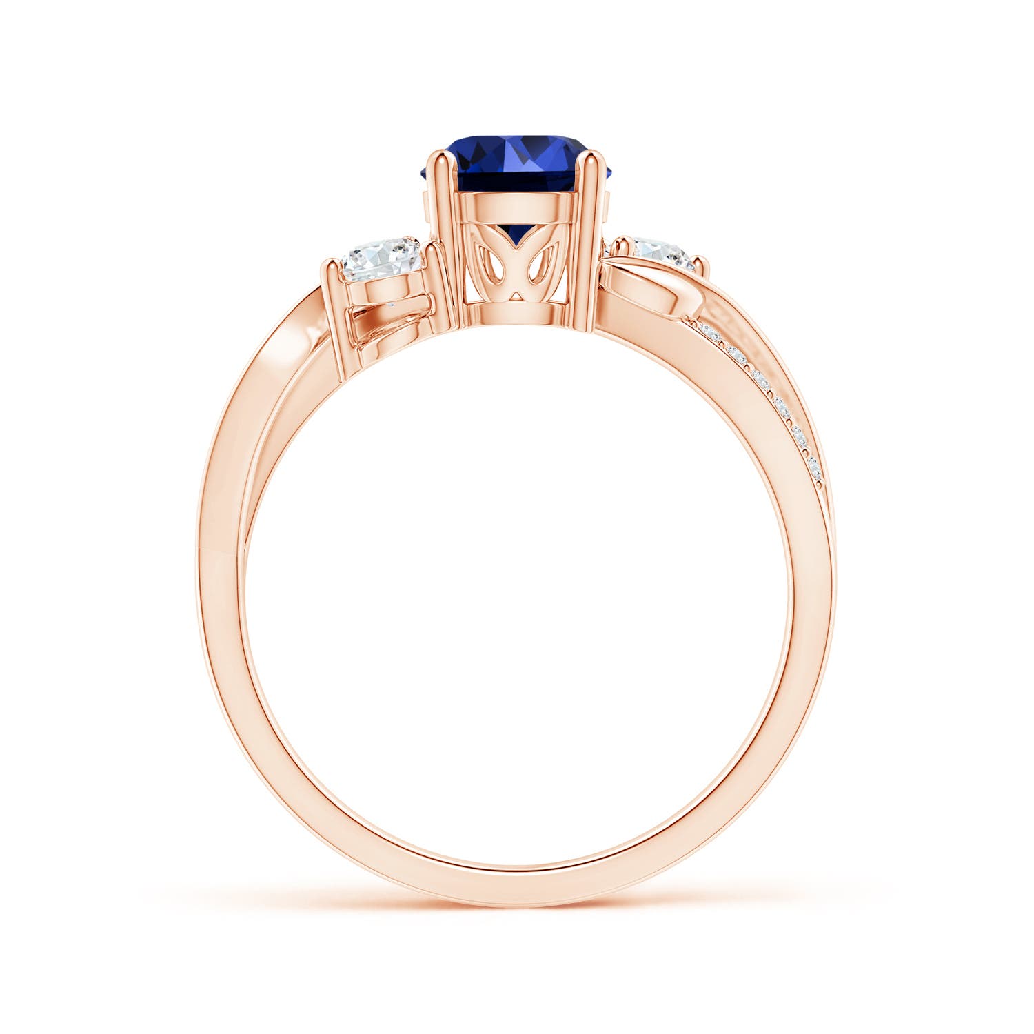 Premium - Lab-Grown Blue Sapphire / 1.27 CT / 14 KT Rose Gold