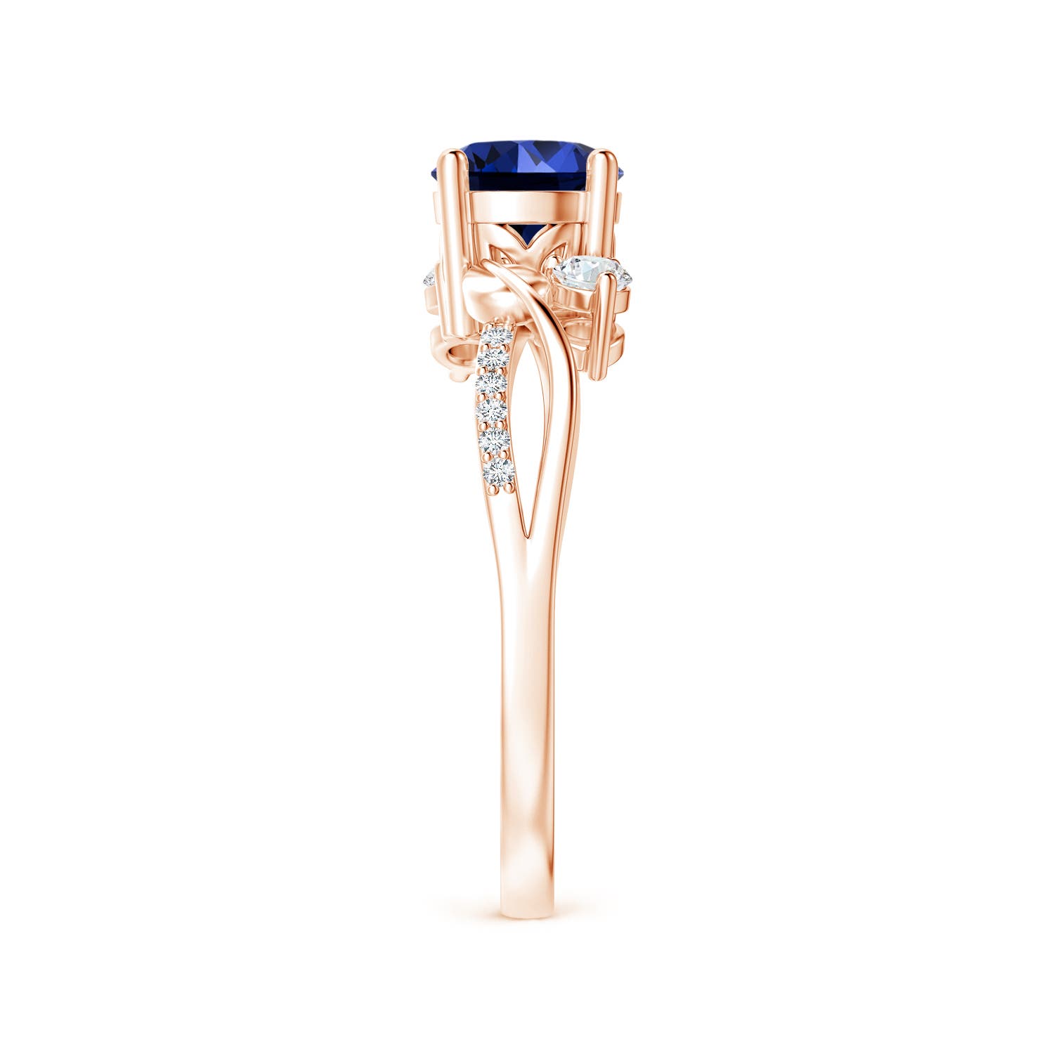 Premium - Lab-Grown Blue Sapphire / 1.27 CT / 14 KT Rose Gold