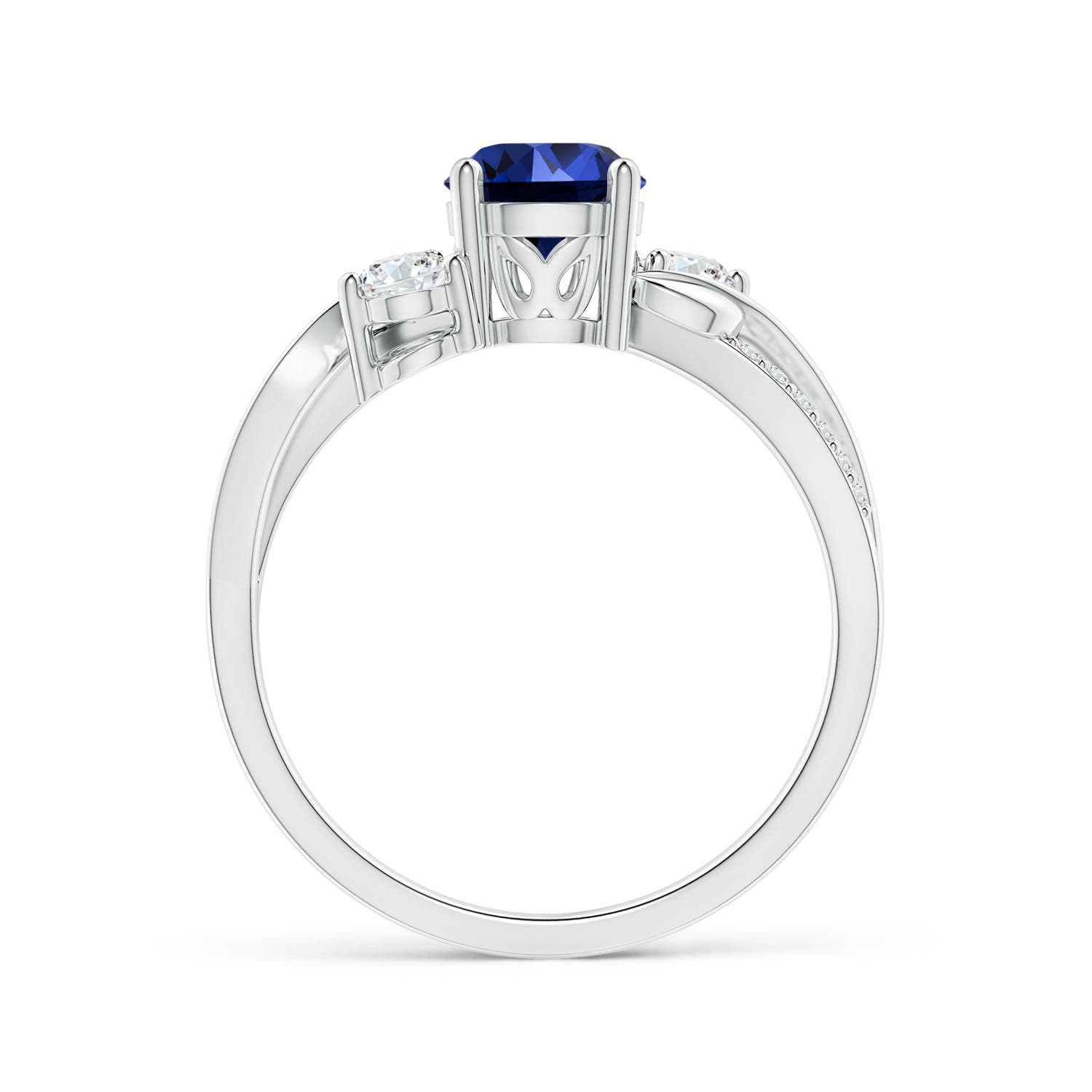 Premium - Lab-Grown Blue Sapphire / 1.27 CT / 14 KT White Gold