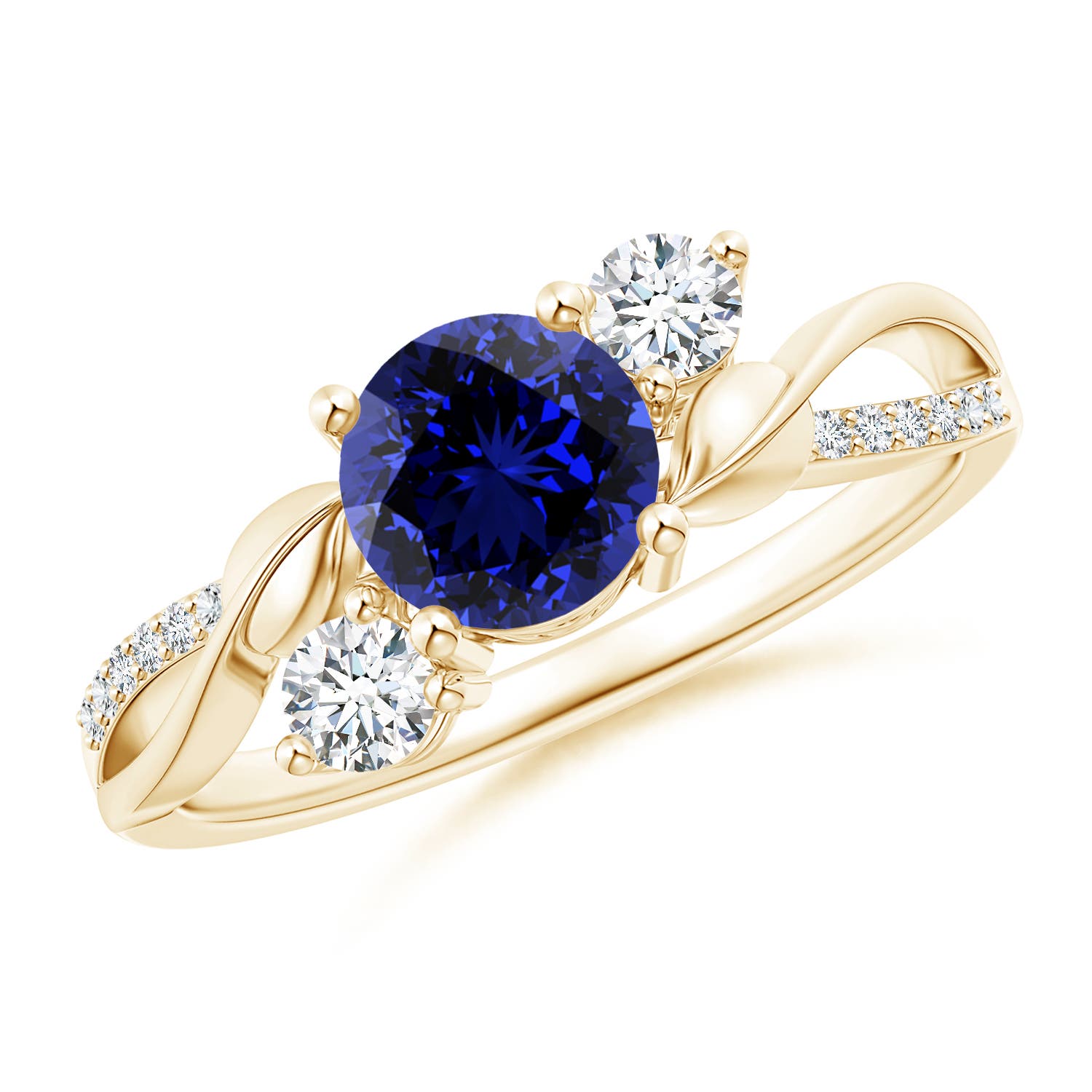 Premium - Lab-Grown Blue Sapphire / 1.27 CT / 14 KT Yellow Gold