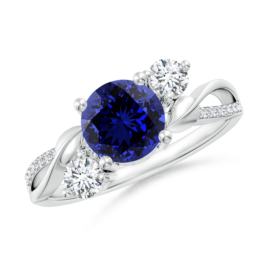 7mm Labgrown Lab-Grown Sapphire and Lab Diamond Twisted Vine Ring in P950 Platinum 