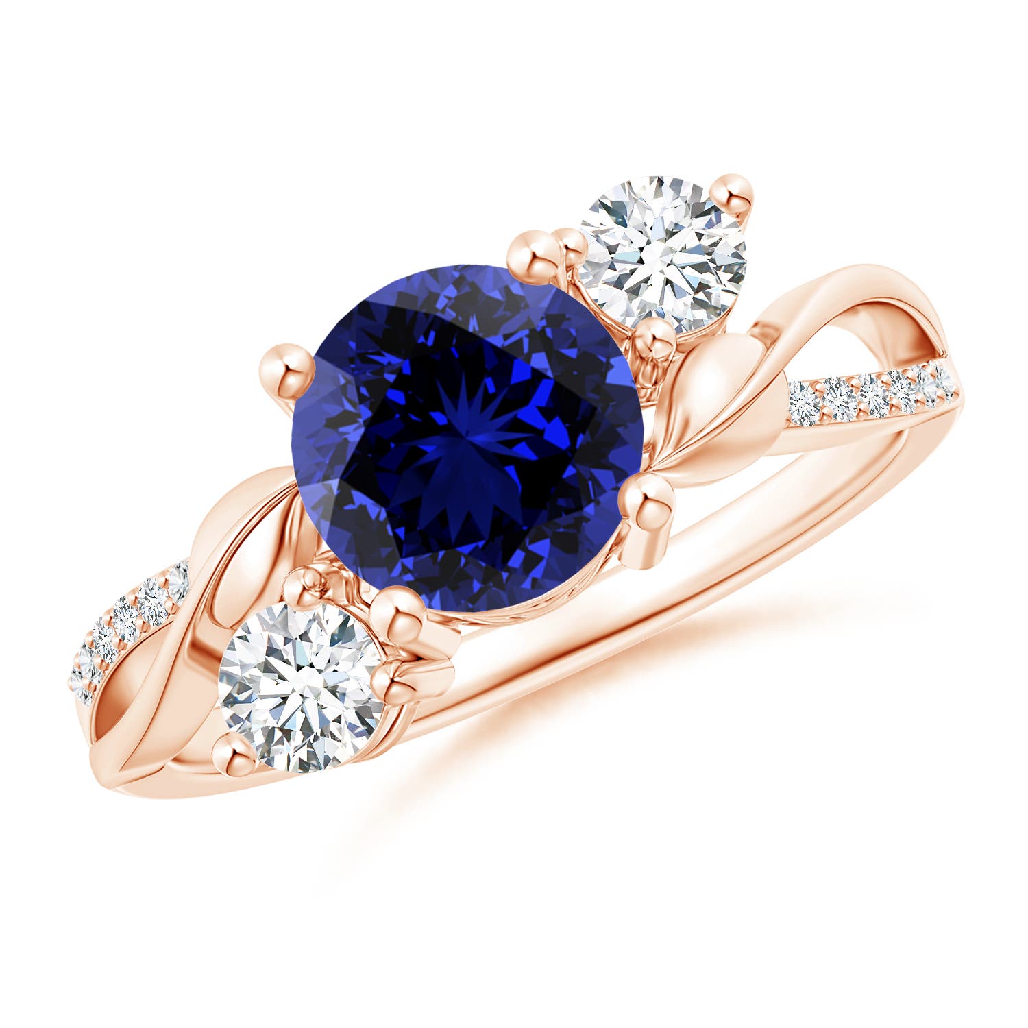 Premium - Lab-Grown Blue Sapphire / 1.98 CT / 14 KT Rose Gold