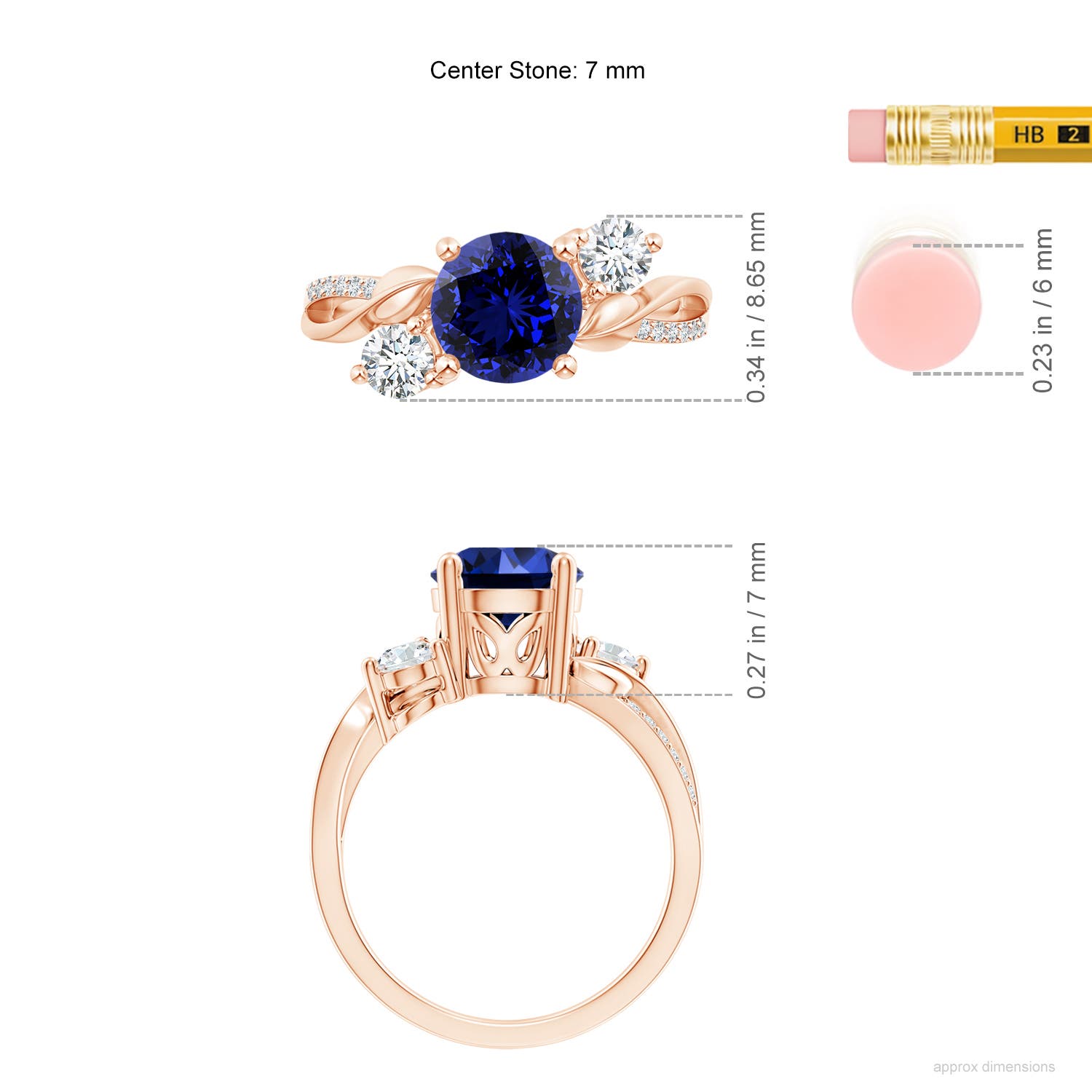 Premium - Lab-Grown Blue Sapphire / 1.98 CT / 14 KT Rose Gold