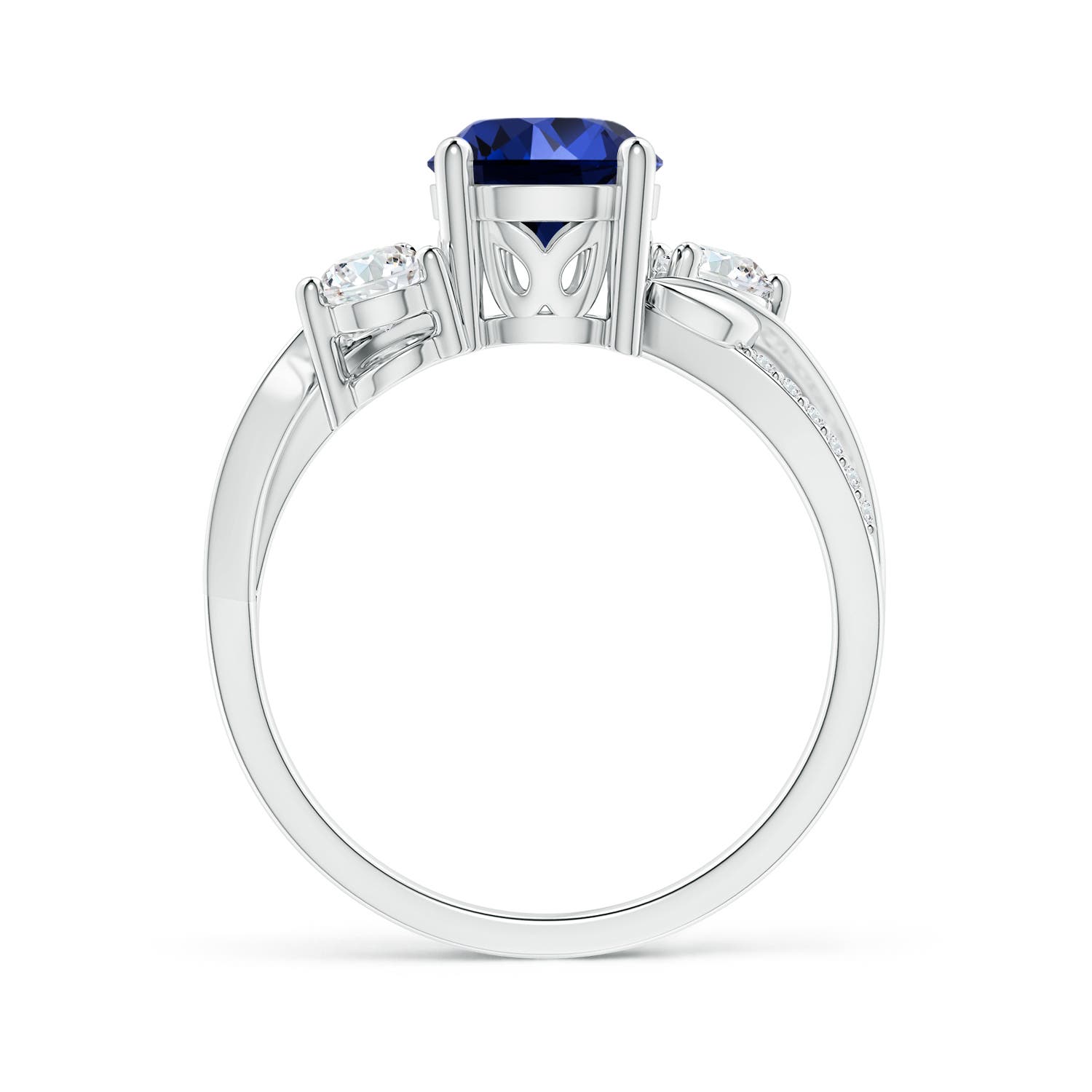 Premium - Lab-Grown Blue Sapphire / 1.98 CT / 14 KT White Gold