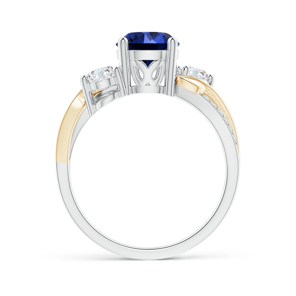 7mm Labgrown Lab-Grown Sapphire and Diamond Twisted Vine Ring in White Gold Yellow Gold Side 199