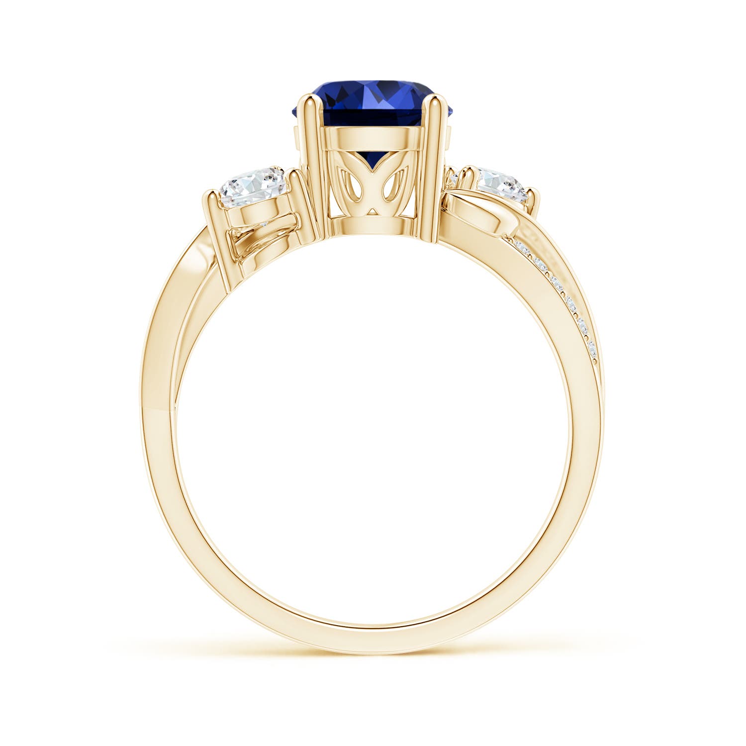 Premium - Lab-Grown Blue Sapphire / 1.98 CT / 14 KT Yellow Gold