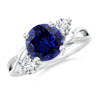 8mm Labgrown Lab-Grown Sapphire and Diamond Twisted Vine Ring in P950 Platinum