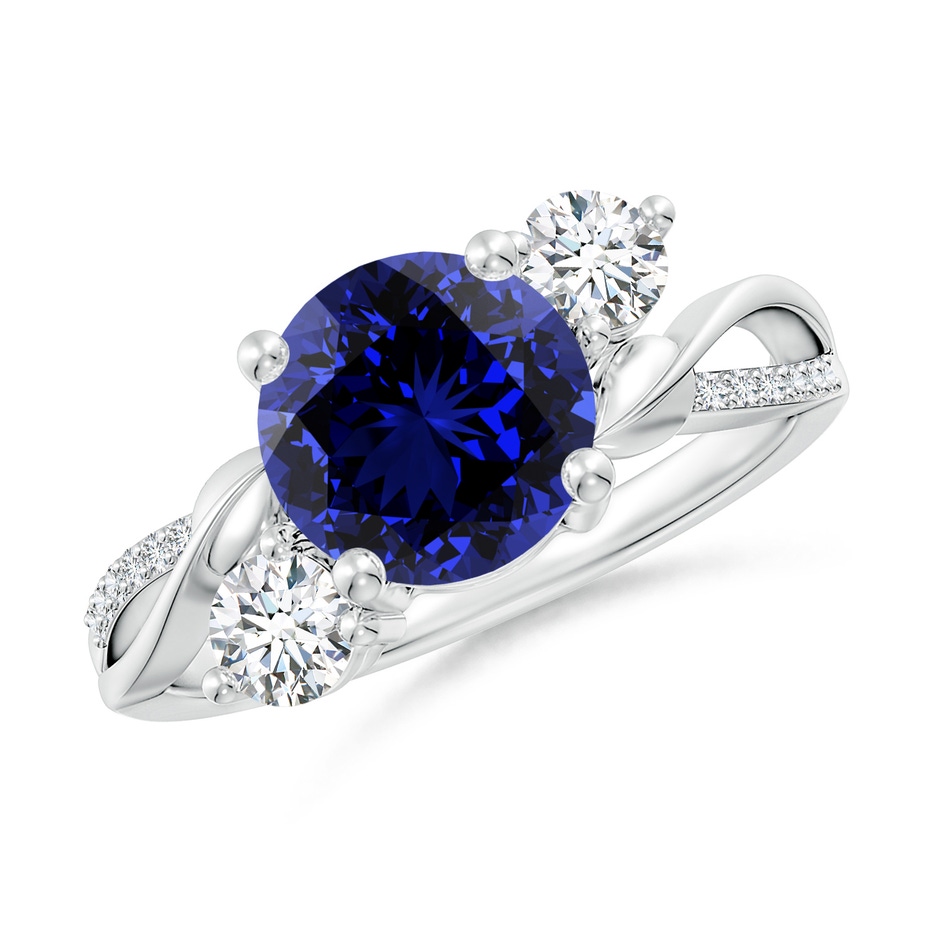 8mm Labgrown Lab-Grown Sapphire and Lab Diamond Twisted Vine Ring in P950 Platinum 