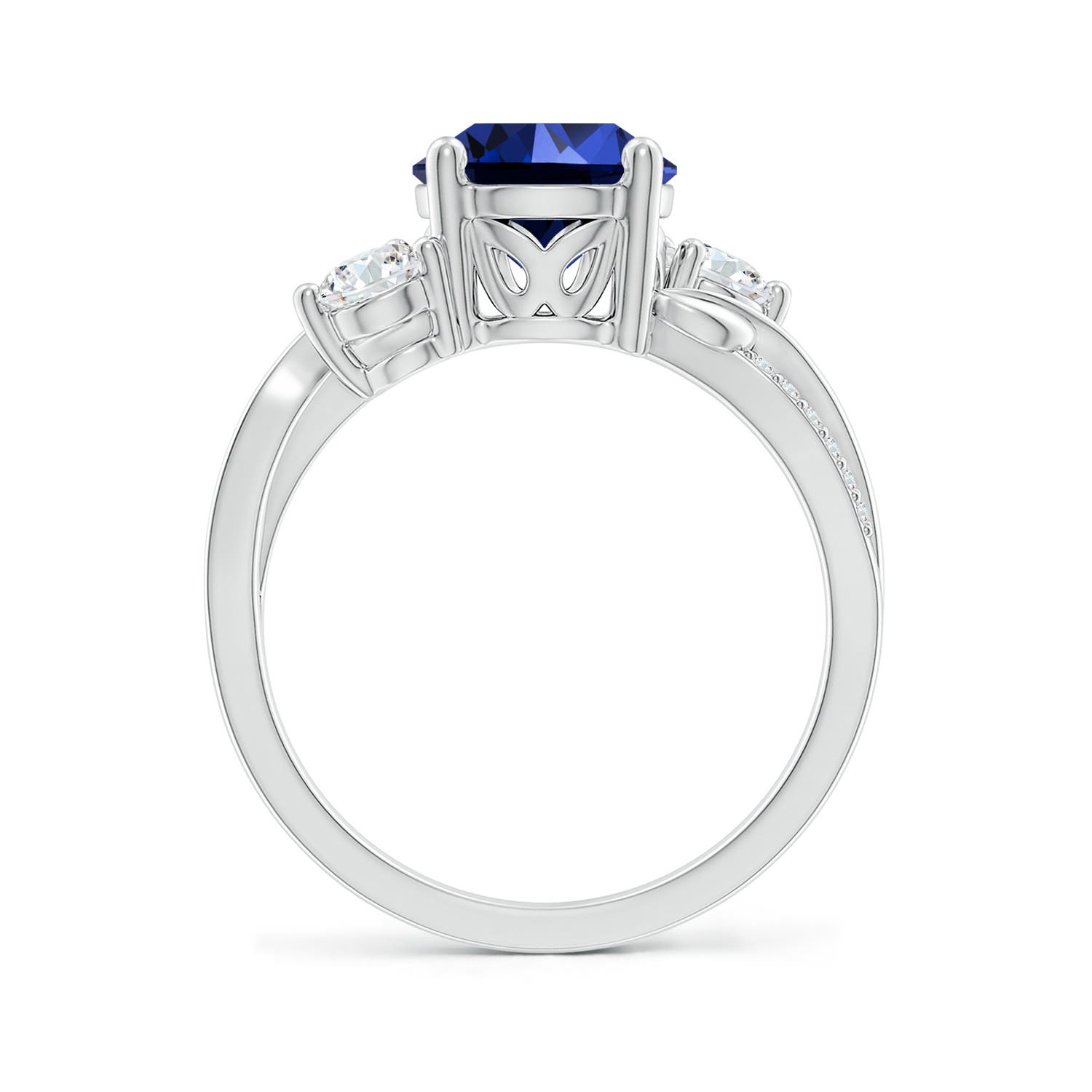 8mm Labgrown Lab-Grown Sapphire and Lab Diamond Twisted Vine Ring in White Gold - side 3
