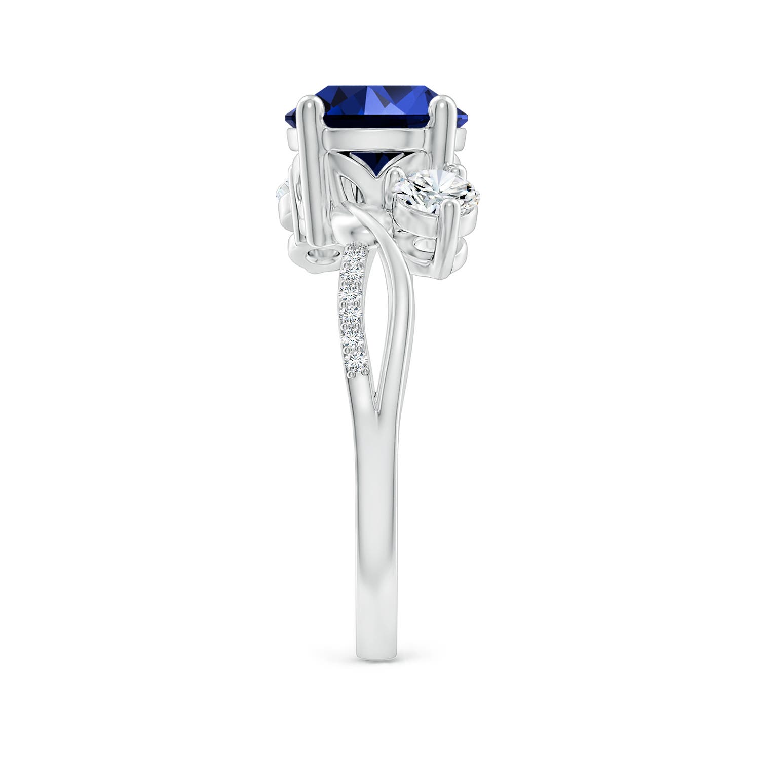 8mm Labgrown Lab-Grown Sapphire and Lab Diamond Twisted Vine Ring in White Gold - side 4