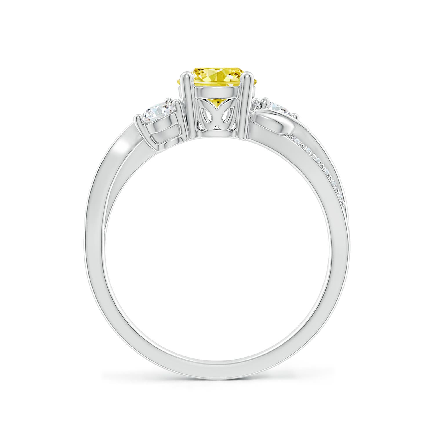 6mm Labgrown Lab-Grown Fancy Intense Yellow and White Diamond Twisted Vine Ring in P950 Platinum