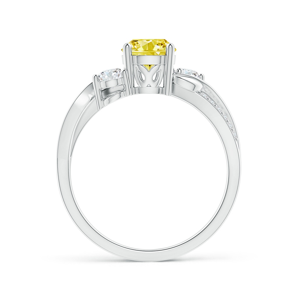 6mm Labgrown Lab-Grown Fancy Intense Yellow and White Diamond Twisted Vine Ring in P950 Platinum - side 199
