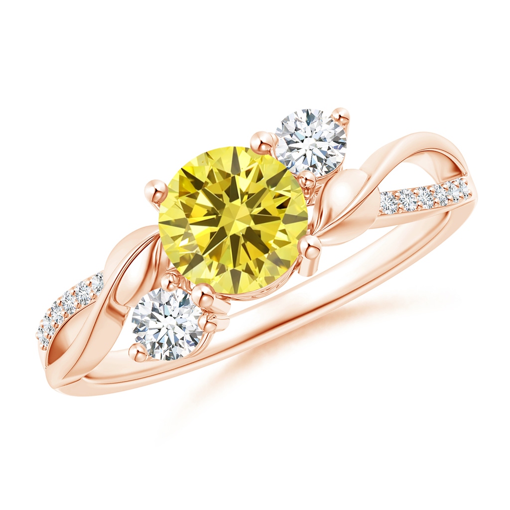 6mm Labgrown Lab-Grown Fancy Intense Yellow and White Diamond Twisted Vine Ring in Rose Gold