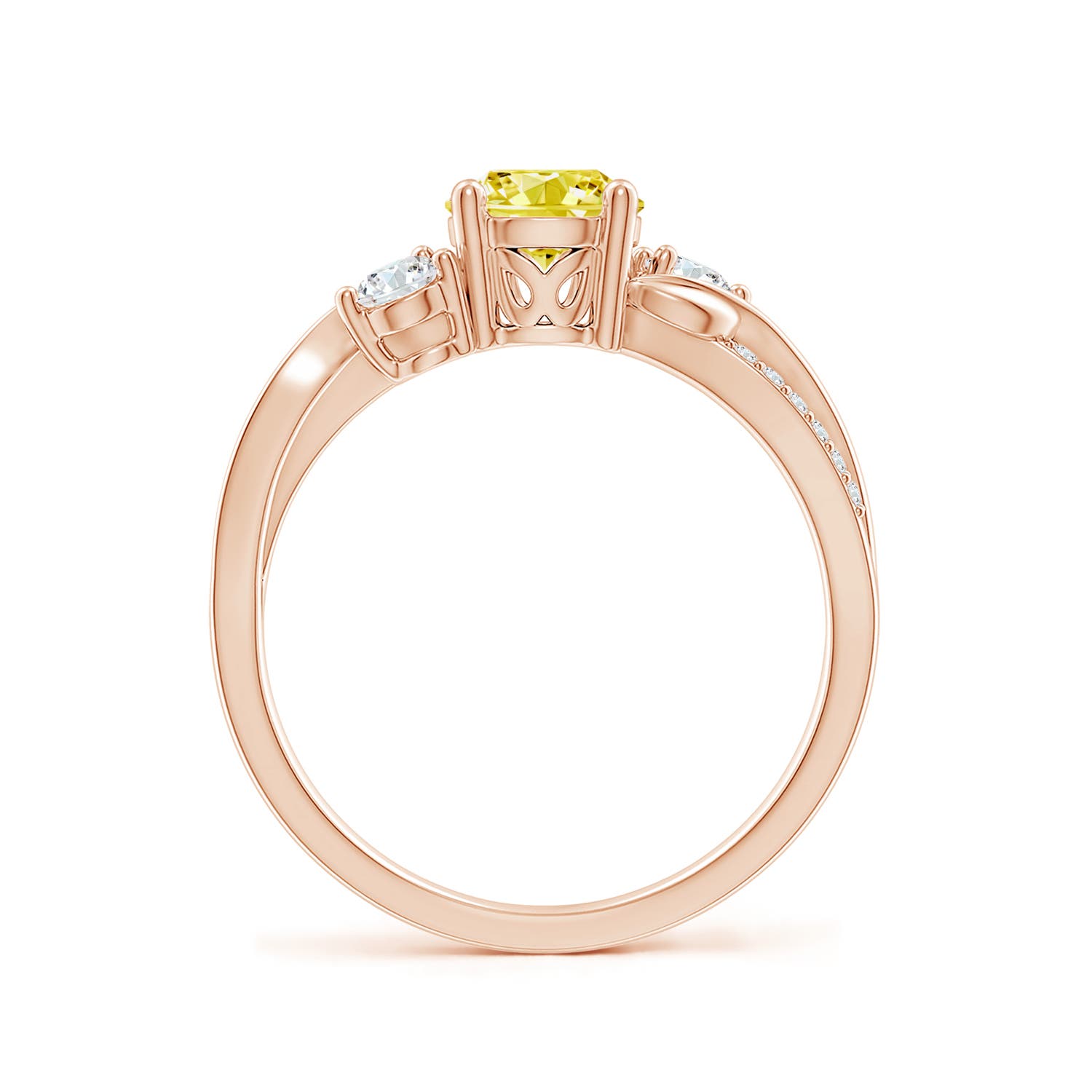 6mm Labgrown Lab-Grown Fancy Intense Yellow and White Diamond Twisted Vine Ring in Rose Gold