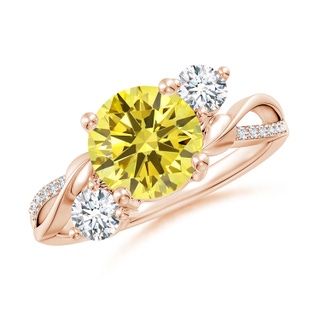 8mm Labgrown Lab-Grown Fancy Intense Yellow and White Diamond Twisted Vine Ring in 18K Rose Gold