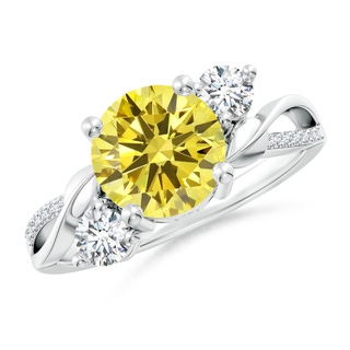 8mm Labgrown Lab-Grown Fancy Intense Yellow and White Diamond Twisted Vine Ring in P950 Platinum