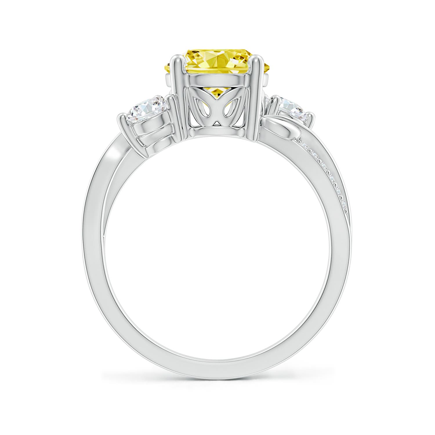 8mm Labgrown Lab-Grown Fancy Intense Yellow and White Diamond Twisted Vine Ring in White Gold - side 2