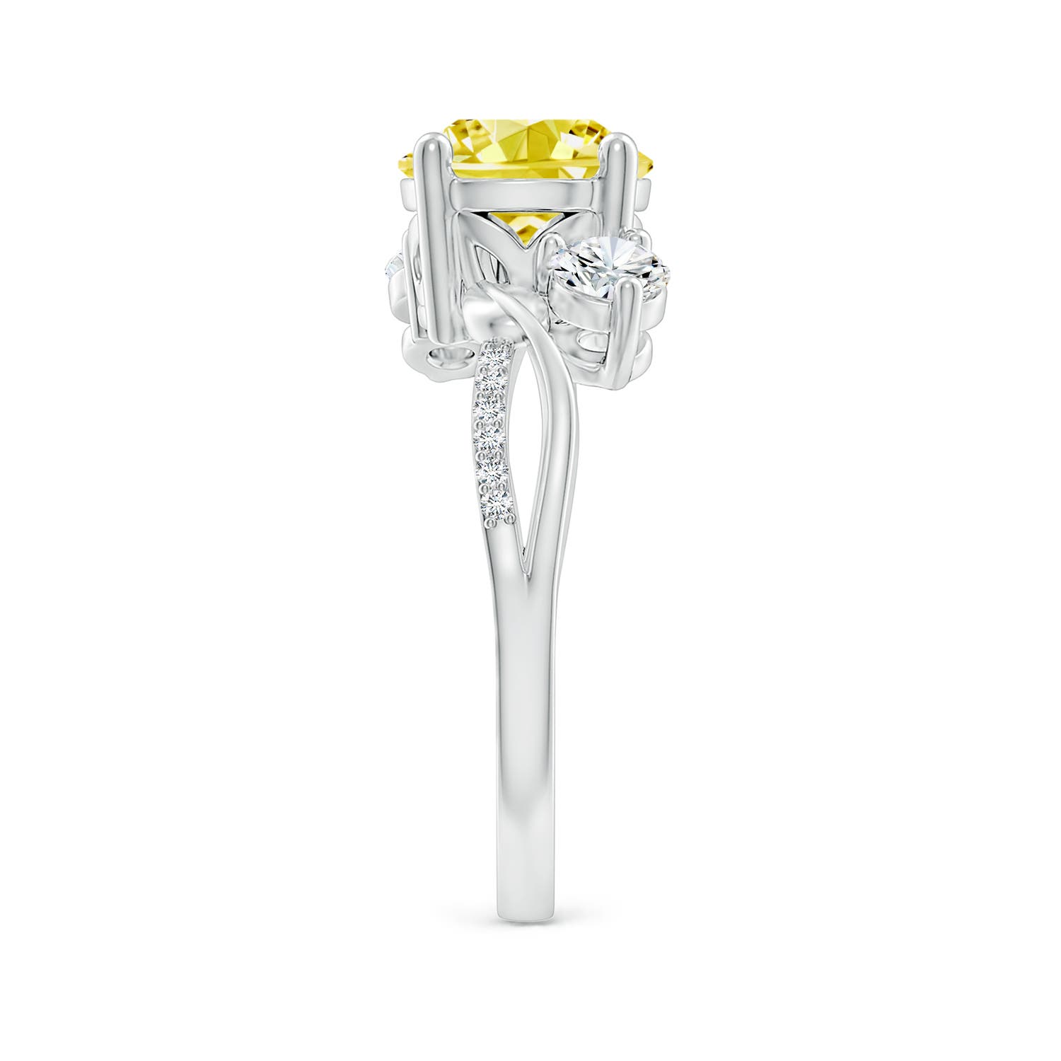 8mm Labgrown Lab-Grown Fancy Intense Yellow and White Diamond Twisted Vine Ring in White Gold - side 3