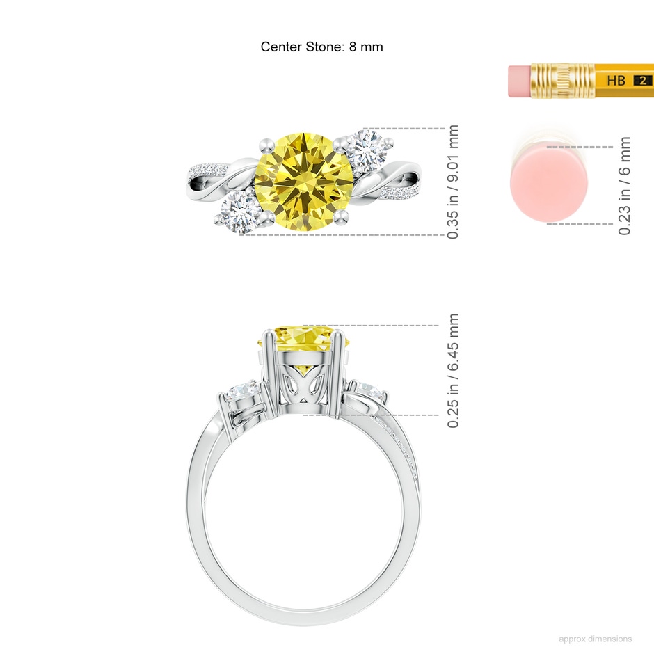 8mm Labgrown Lab-Grown Fancy Intense Yellow and White Diamond Twisted Vine Ring in White Gold ruler