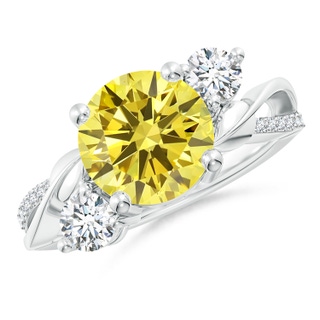 9.2mm Labgrown Lab-Grown Fancy Intense Yellow and White Diamond Twisted Vine Ring in P950 Platinum