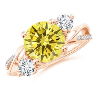 9.2mm Labgrown Lab-Grown Fancy Intense Yellow and White Diamond Twisted Vine Ring in Rose Gold