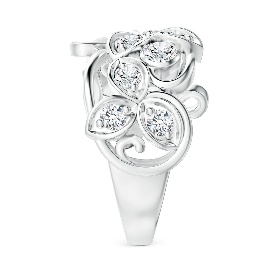 3.3mm FGVS Lab-Grown Vintage Style Diamond Flower Scroll Ring in 18K White Gold side 299