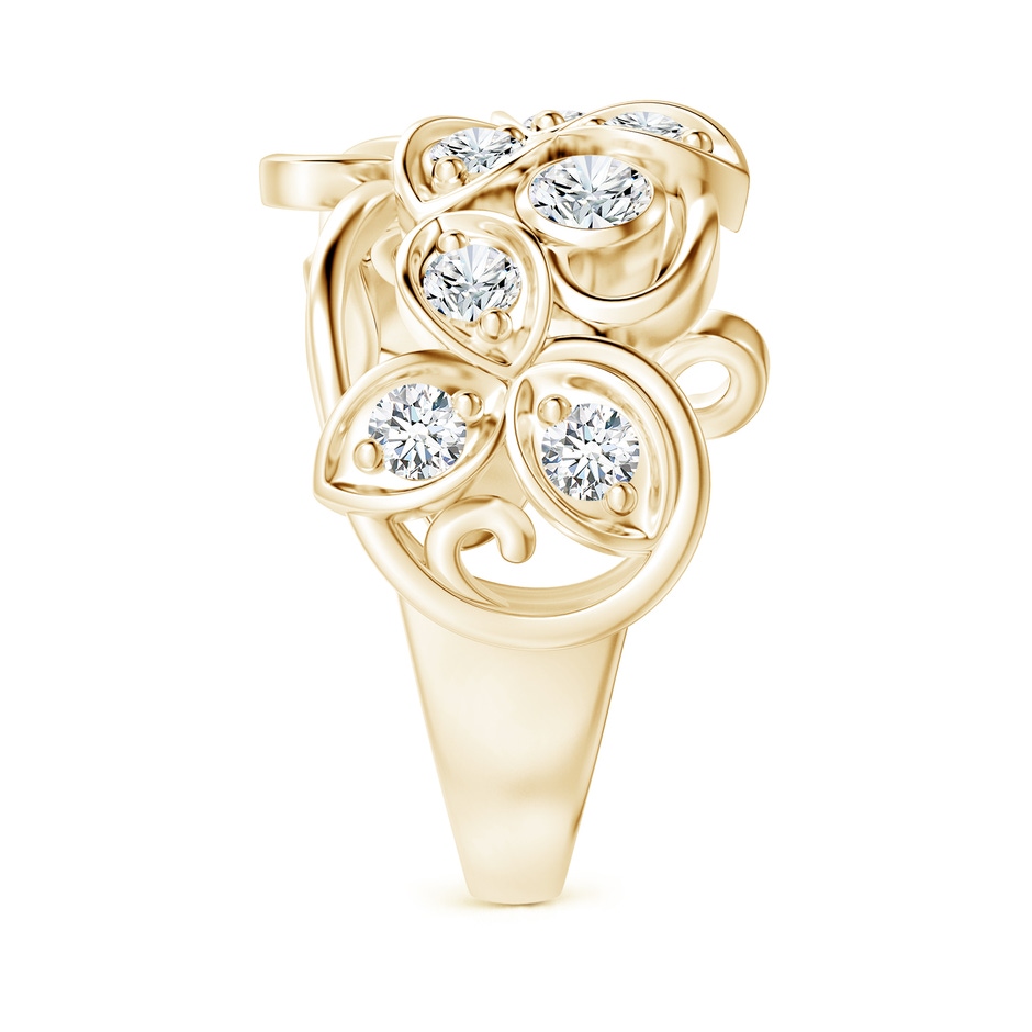 3.3mm FGVS Lab-Grown Vintage Style Diamond Flower Scroll Ring in 18K Yellow Gold side 299