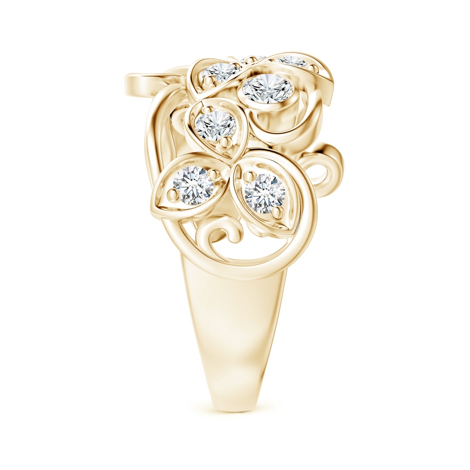 3mm FGVS Lab-Grown Vintage Style Diamond Flower Scroll Ring in 18K Yellow Gold side 299