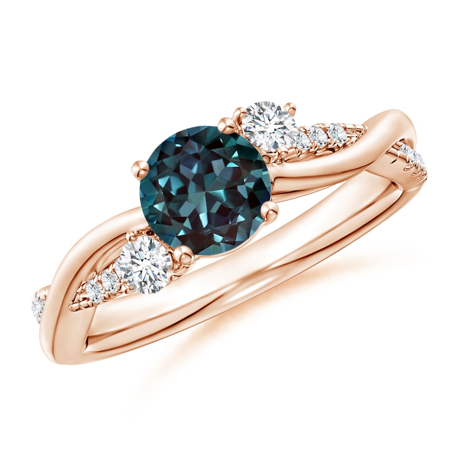 6mm Labgrown Nature Inspired Lab-Grown Alexandrite & Diamond Twisted Vine Ring in Rose Gold 