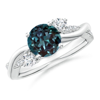 7mm Labgrown Nature Inspired Lab-Grown Alexandrite & Diamond Twisted Vine Ring in White Gold