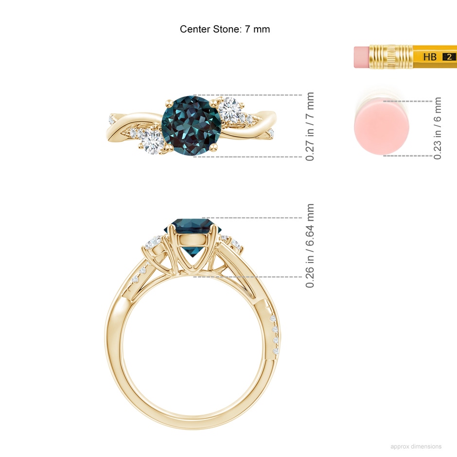 7mm Labgrown Nature Inspired Lab-Grown Alexandrite & Diamond Twisted Vine Ring in Yellow Gold ruler