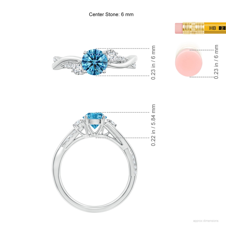 6mm Labgrown Nature Inspired Lab-Grown Fancy Intense Blue & White Diamond Twisted Vine Ring in P950 Platinum ruler