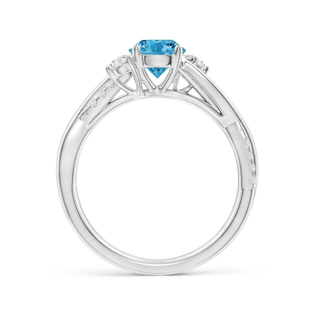 6mm Labgrown Nature Inspired Lab-Grown Fancy Intense Blue & White Diamond Twisted Vine Ring in White Gold - side 2