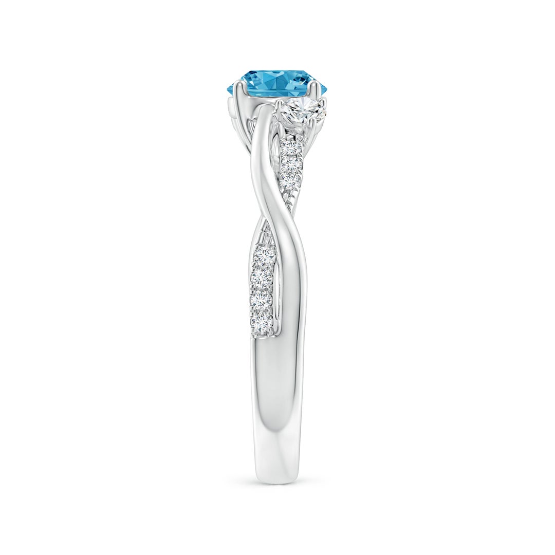 6mm Labgrown Nature Inspired Lab-Grown Fancy Intense Blue & White Diamond Twisted Vine Ring in White Gold - side 3