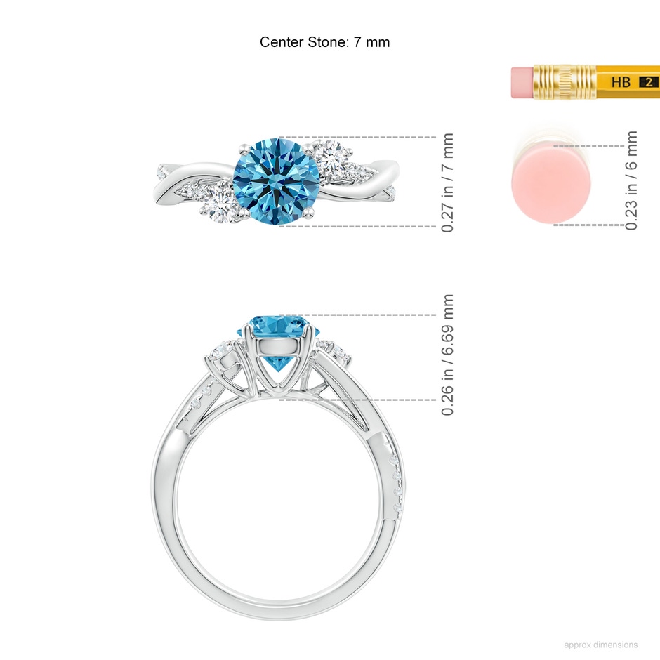 7mm Labgrown Nature Inspired Lab-Grown Fancy Intense Blue & White Diamond Twisted Vine Ring in P950 Platinum ruler