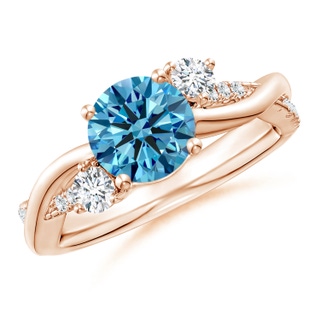 7mm Labgrown Nature Inspired Lab-Grown Fancy Intense Blue & White Diamond Twisted Vine Ring in Rose Gold