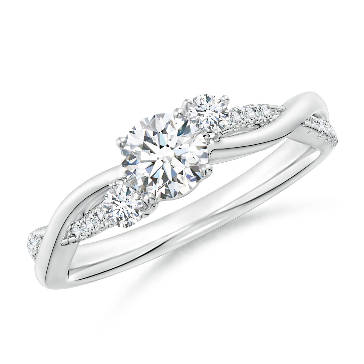 5mm FGVS Lab-Grown Nature Inspired Diamond Twisted Vine Ring in 18K White Gold