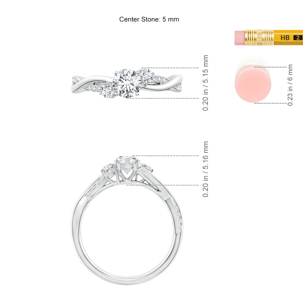 5mm FGVS Lab-Grown Nature Inspired Diamond Twisted Vine Ring in P950 Platinum ruler