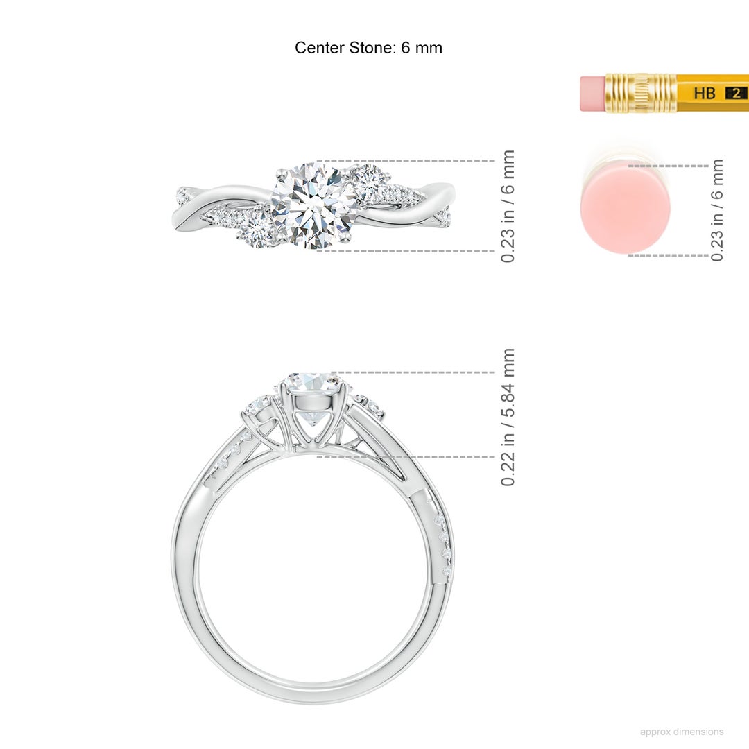 6mm FGVS Lab-Grown Nature Inspired Diamond Twisted Vine Ring in White Gold - ruler