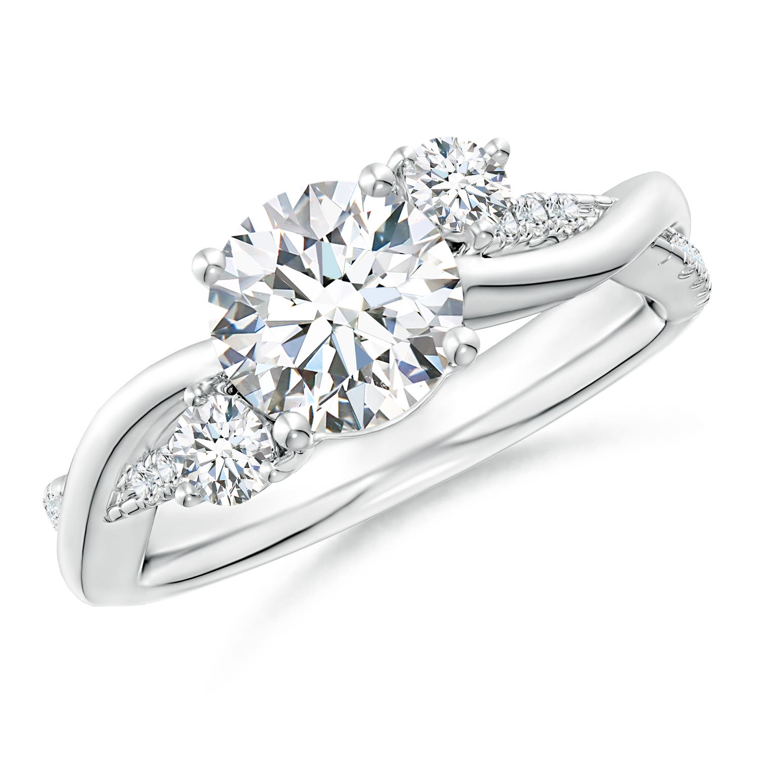 7mm FGVS Lab-Grown Nature Inspired Diamond Twisted Vine Ring in 18K White Gold