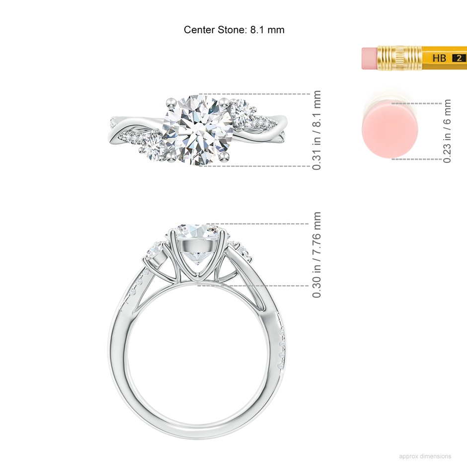 8.1mm FGVS Lab-Grown Nature Inspired Diamond Twisted Vine Ring in P950 Platinum ruler