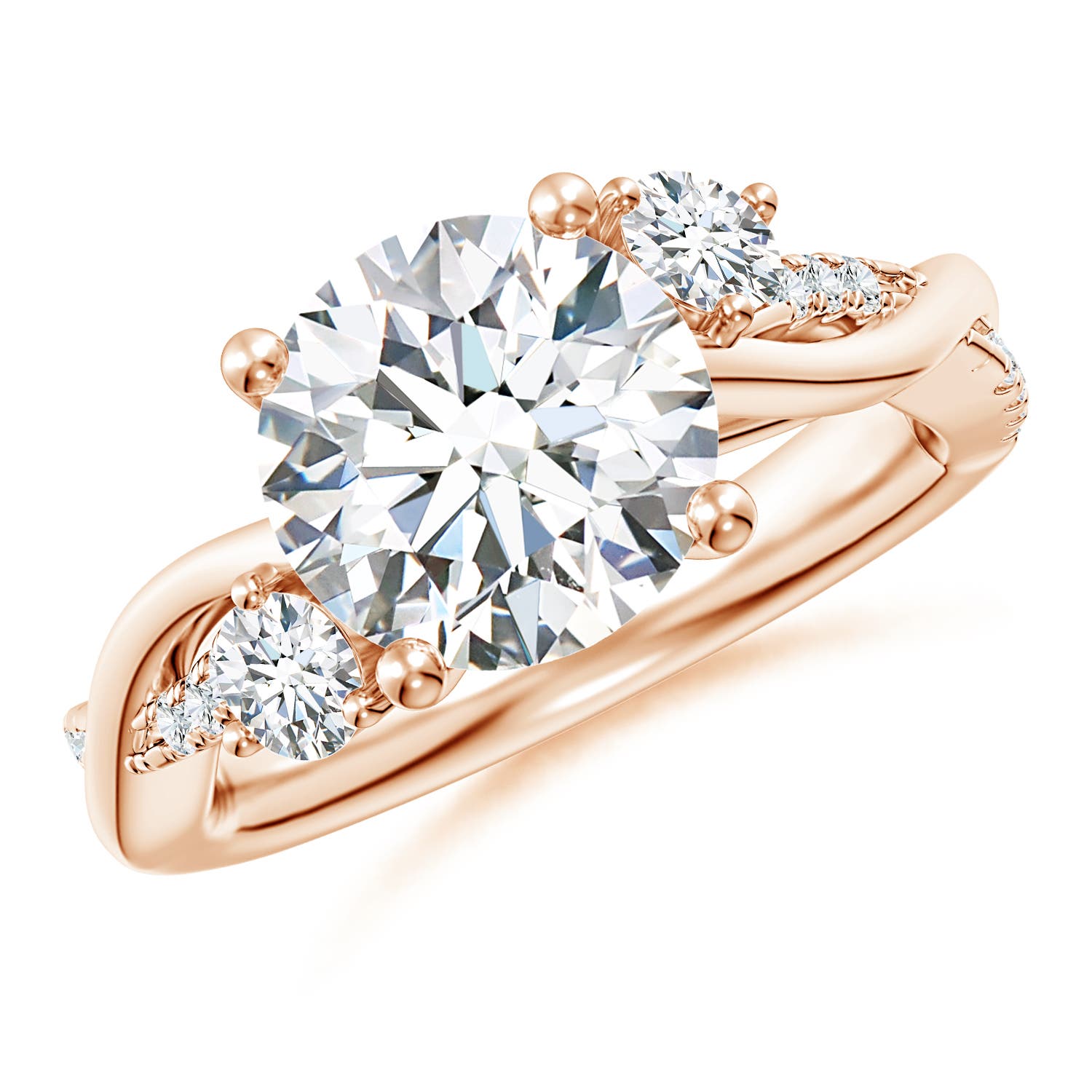 9.2mm FGVS Lab-Grown Nature Inspired Diamond Twisted Vine Ring in 18CT Rose Gold