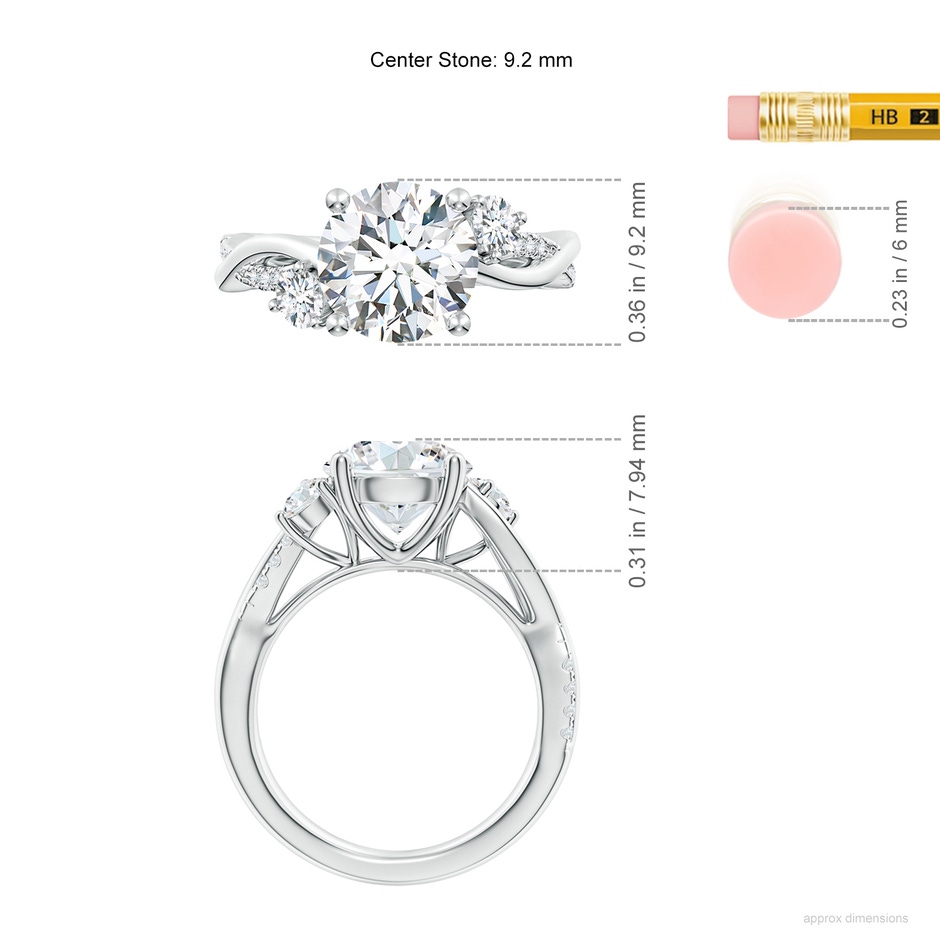 9.2mm FGVS Lab-Grown Nature Inspired Diamond Twisted Vine Ring in White Gold ruler