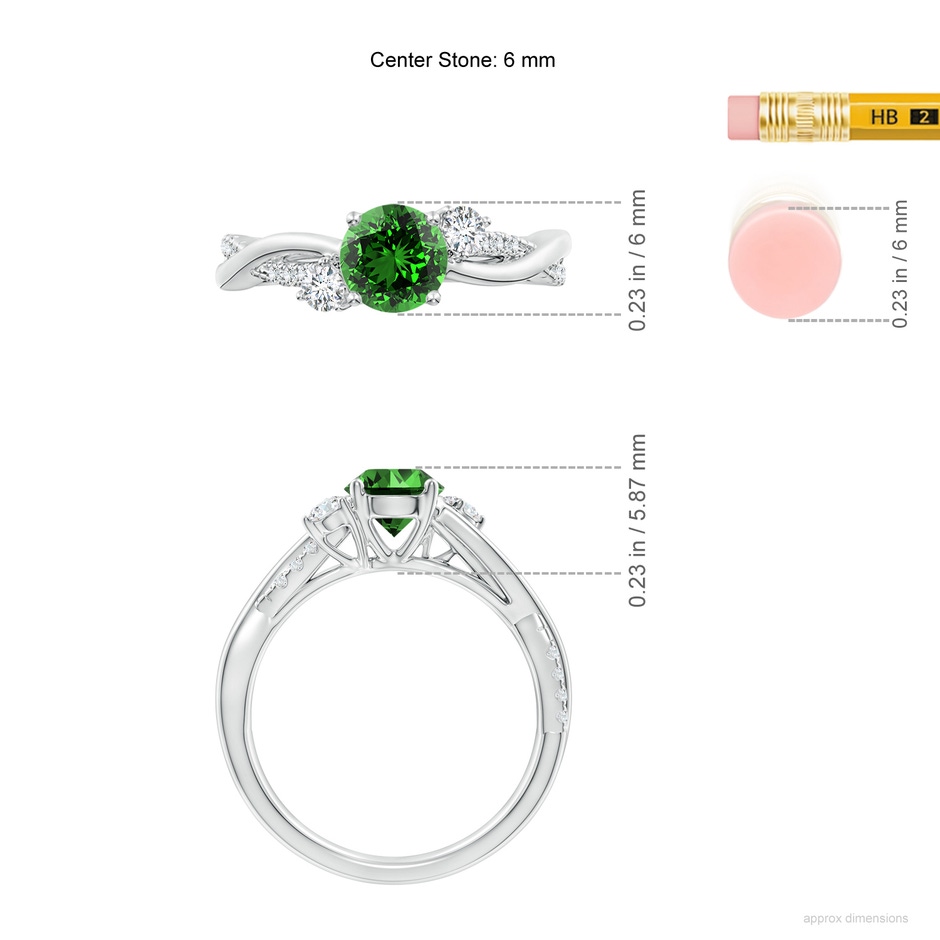 6mm Labgrown Lab-Grown Nature Inspired Emerald & Diamond Twisted Vine Ring in P950 Platinum ruler
