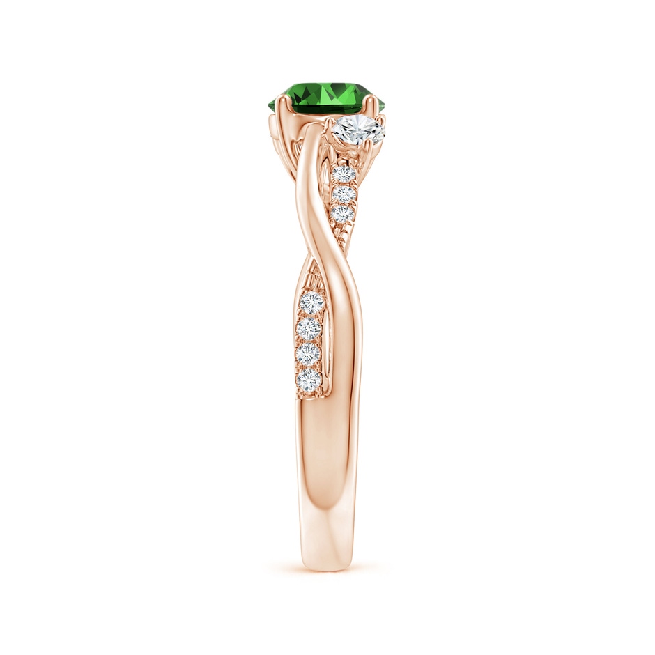 6mm Labgrown Lab-Grown Nature Inspired Emerald & Diamond Twisted Vine Ring in Rose Gold side 299