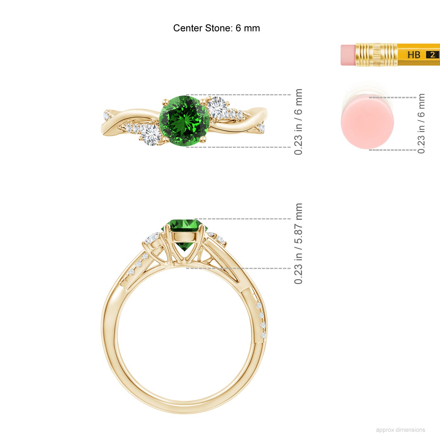 Premium - Lab-Grown Emerald / 0.99 CT / 14 KT Yellow Gold