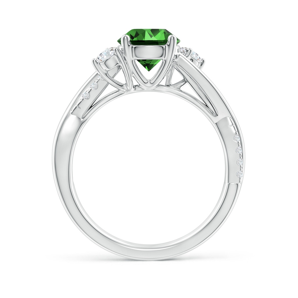 7mm Labgrown Lab-Grown Nature Inspired Emerald & Diamond Twisted Vine Ring in P950 Platinum - side 199
