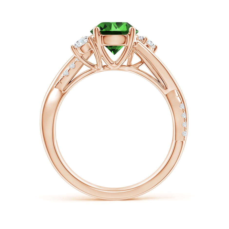 7mm Labgrown Lab-Grown Nature Inspired Emerald & Diamond Twisted Vine Ring in Rose Gold side 199