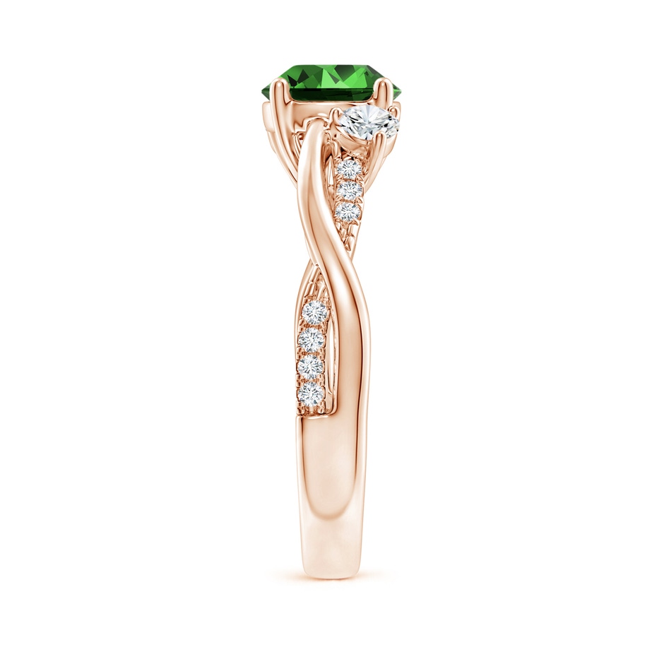 7mm Labgrown Lab-Grown Nature Inspired Emerald & Diamond Twisted Vine Ring in Rose Gold side 299