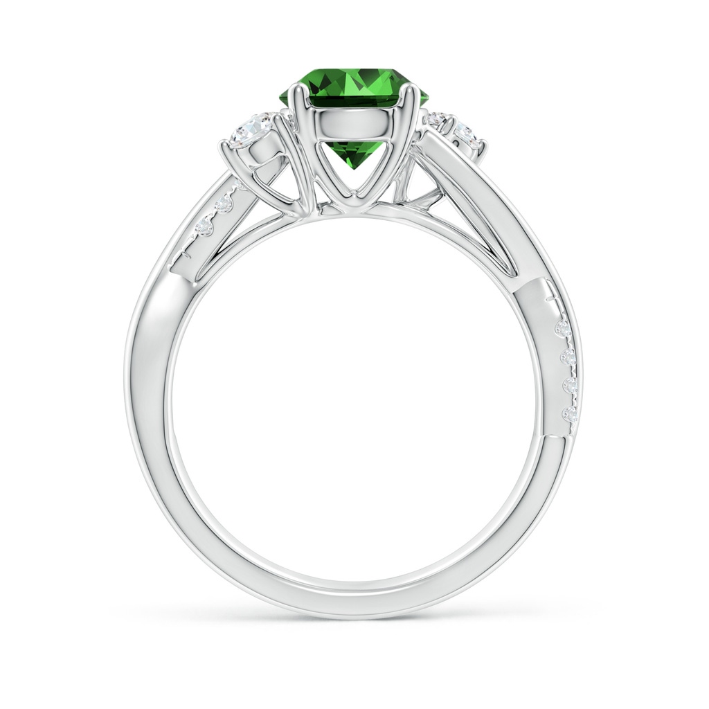 7mm Labgrown Lab-Grown Nature Inspired Emerald & Diamond Twisted Vine Ring in White Gold Side 199